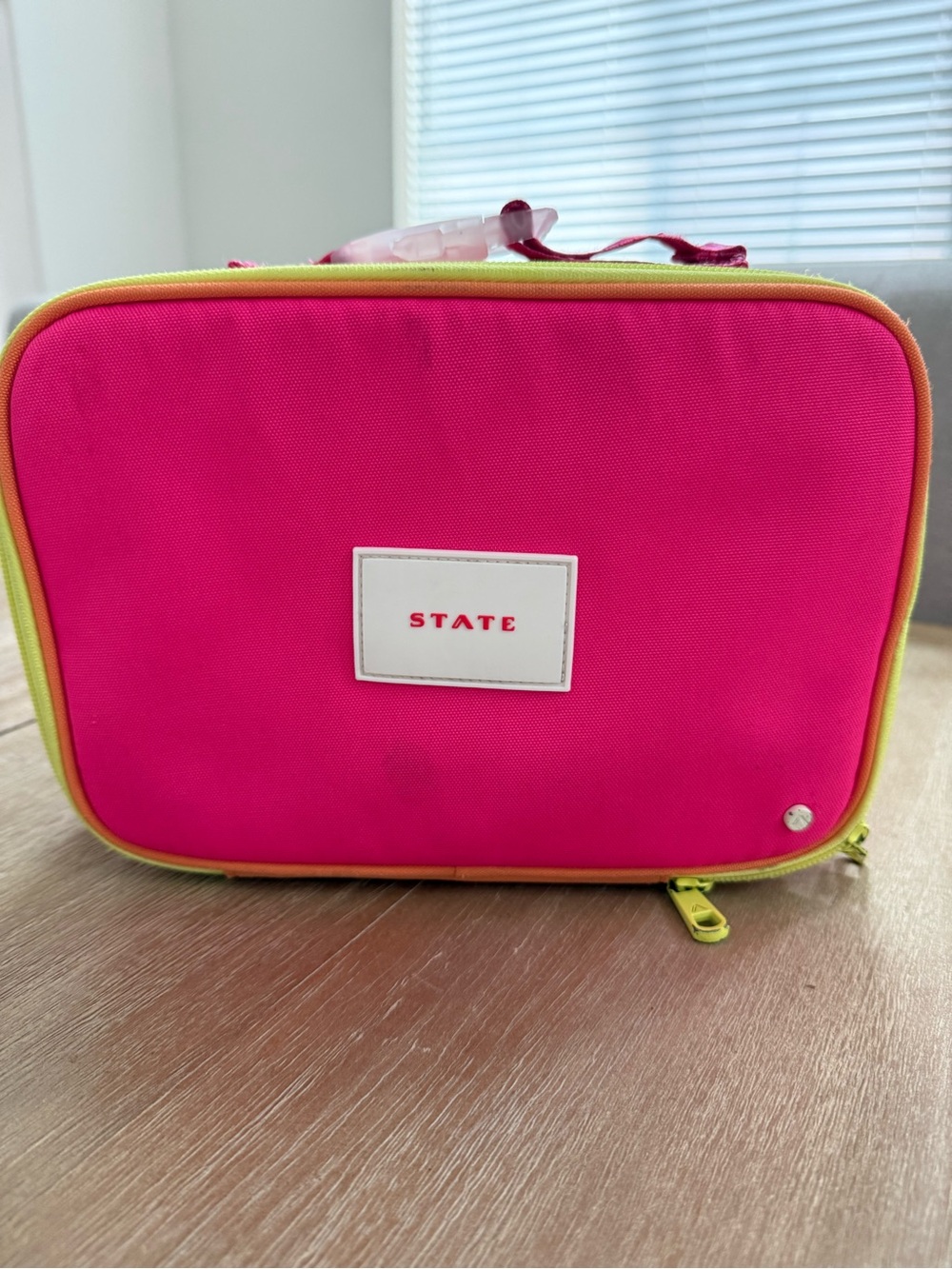STATE Hot Pink Lunch Bag with Lime Trim